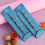 Traditional Pearl Studded Rakhi Set And Healthy Almonds