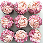 Rosy Delight Designer Vanilla Cupcakes Set Of 9