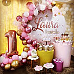 Personalised Pink And White Theme Balloon Decor