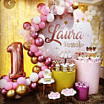 Personalised Pink And White Theme Balloon Decor