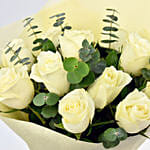 12 Elegant White Roses In Bouqet