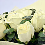 12 Elegant White Roses In Bouqet