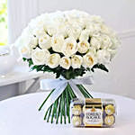 White Roses Bunch And Ferrero Rocher