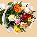 12 Mixed Color Roses Bouquet