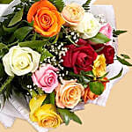 12 Mixed Color Roses Bouquet