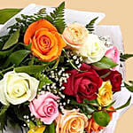 12 Mixed Color Roses Bouquet