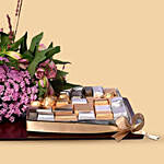 Chocolates And Mixed Flowers Tray