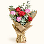 3 Pink 3 Red Roses Valentines Bouquet