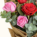 3 Pink 3 Red Roses Valentines Bouquet