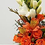 Personalised Anniversary Mug With Orange Rose Flower Arrangement