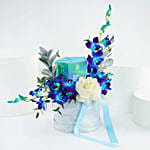 Ocean Blue Tea With Orchid N Rose Flower Box