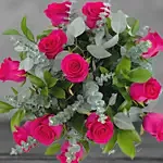 12 Lovely Pink Roses Glass Vase Arrangement