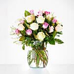 Delightful Assorted Roses Vase Arrangement