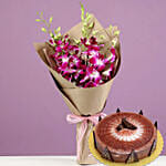 Purple Orchids & Cappuccino Cake 4 Portions