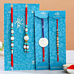 Kids Rakhi Duo And Blue Lumba Rakhi Set With Healthy Almonds