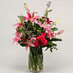 Gorgeous Flowers In Cylinder Vase