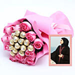 Classy Light Pink Photo Frame & Roses