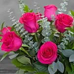 12 Lovely Pink Roses Glass Vase Arrangement