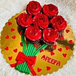 Marvelous Rose Cream Red Velvet Cup Cakes Set of 7