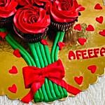 Marvelous Rose Cream Red Velvet Cup Cakes Set of 7