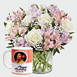 White Roses And Personalised Mug