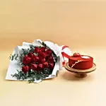 15 Red Roses And Million Smiles With Cake