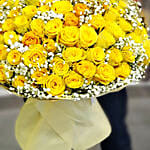 Alluring Yellow Roses Beautifully Tied Bouquet