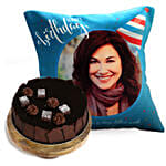 Birthday Cushion And Choco Sponge Cake Half Kg