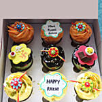 Blue Pearl And Lumba Rakhi Set With Cupcake