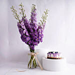 Blueberry Cheesecake With Delphinium Vase