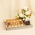 Bostani Chocolate With White Roses Tray