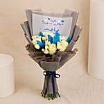 Classy Blue N White Roses Bouquet