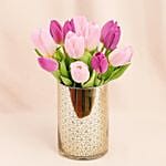 Dazzling Tulips Golden Vase
