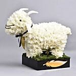 Eid Al Adha Wishes White Floral Goat Arrangement