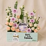 Fabulous Birthday Flowers N Cake Combo