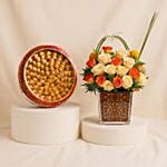 Flower Vase N Diplomatic Sweets Baklava Fingers Half Kg