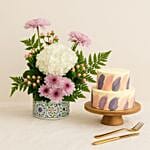 Flower Vase N Two Layer Red Velvet Cake Combo