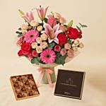 Garden Gala Flower Bouquet With Chocolate Box