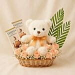 Godiva Chocolate Rose Basket N Teddy Bear