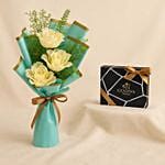 Godiva Chocolate With White Rose Bouquet