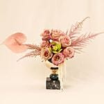 Golden Cup Pedestal Flower Vase