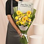 Golden Glow Teachers Day Gerbera Bouquet