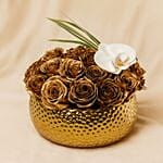 Golden Roses Elegant Pot