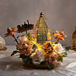 Golden Tray Flower Eid Arrangement