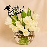 Graduation Elegant Roses And Tulips Vase