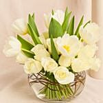 Graduation Elegant Roses And Tulips Vase