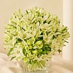 Graduation White Lily Vase With Topper