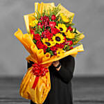 Grand Bouquet Of Roses N Sunflowers