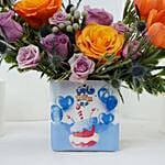 Happy Birthday Flower Square Vase