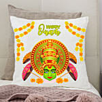 Happy Onam Kathakali White Printed Cushion